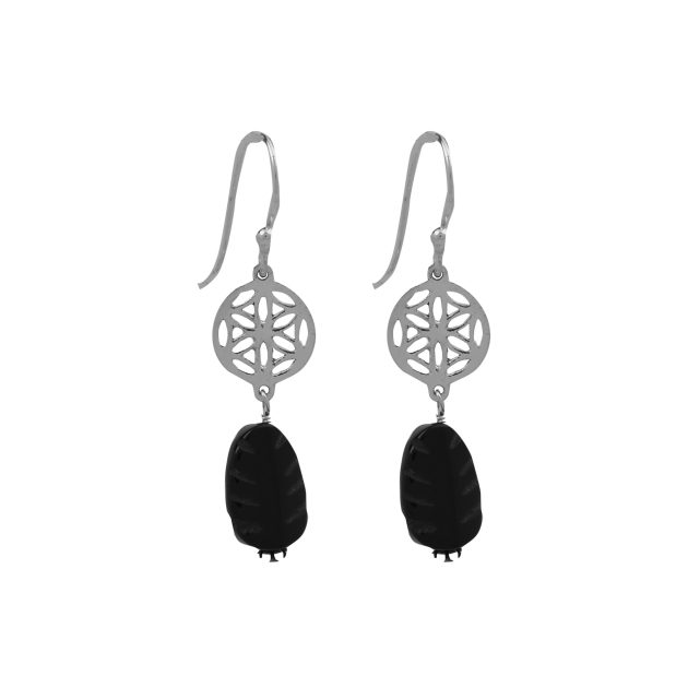 Flower Of Life Craved Stone Earrings