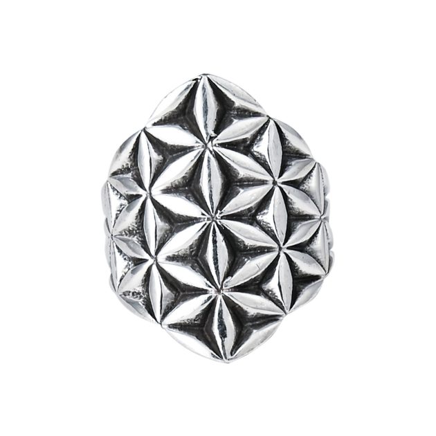 Flower Of Life Oxidized Ring