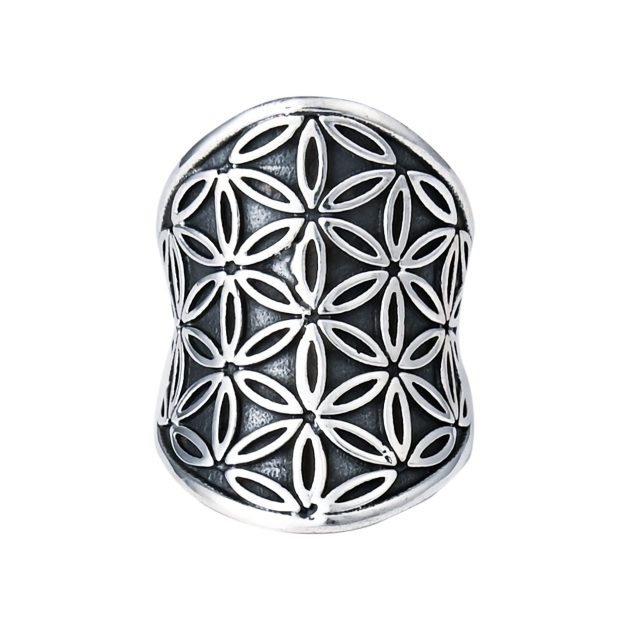 Flower Of Life Oxidized Ring