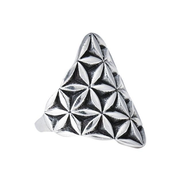 Flower Of Life Oxidized Ring