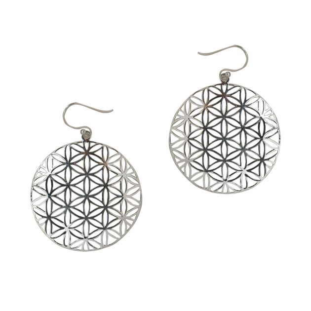 Oxidized Flower Of Life Earrings