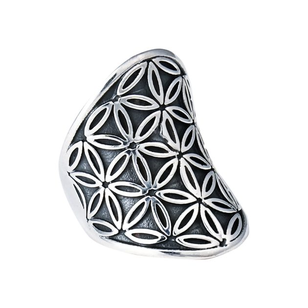 Flower Of Life Oxidized Ring