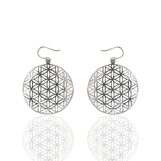 Oxidized Flower Of Life Earrings