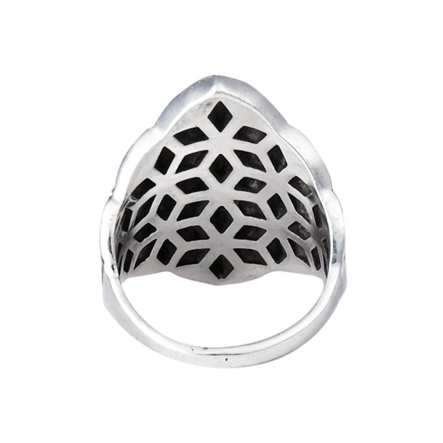 Flower Of Life Oxidized Ring