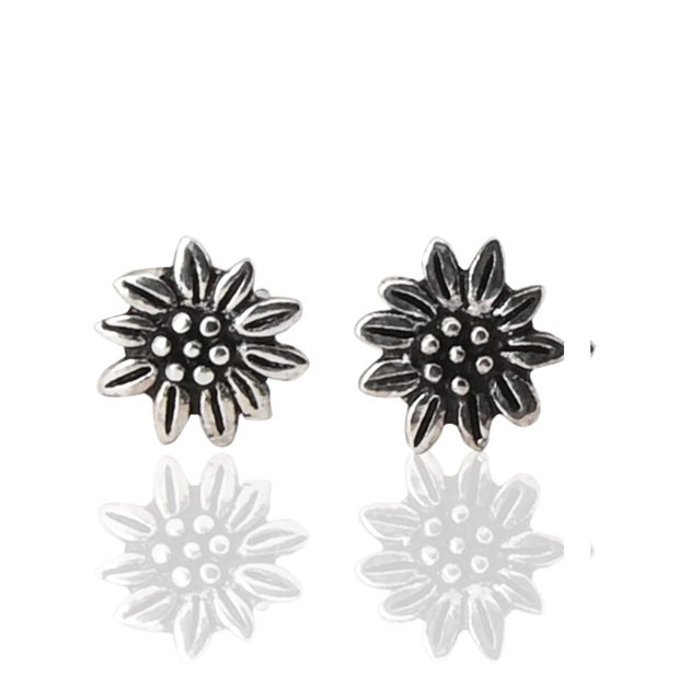 Oxidized Flower Ear Studs