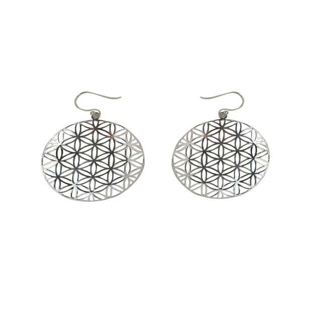 Oxidized Flower Of Life Earrings