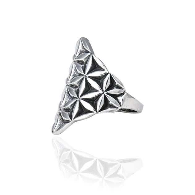 Flower Of Life Oxidized Ring