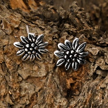 Oxidized Flower Ear Studs