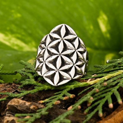 Flower Of Life Oxidized Ring