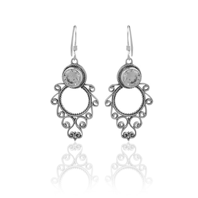 Indonesian Designer Cut Stone Earrings