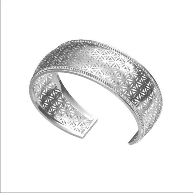 Flower Of Life Cuff Bangle (25 MM)